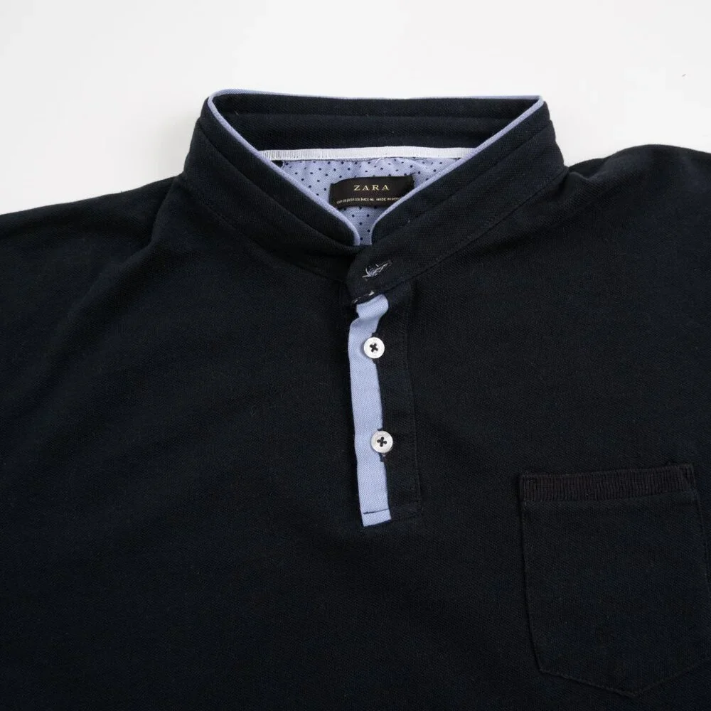 ZARA dark navy mock polo shirt size XXL
